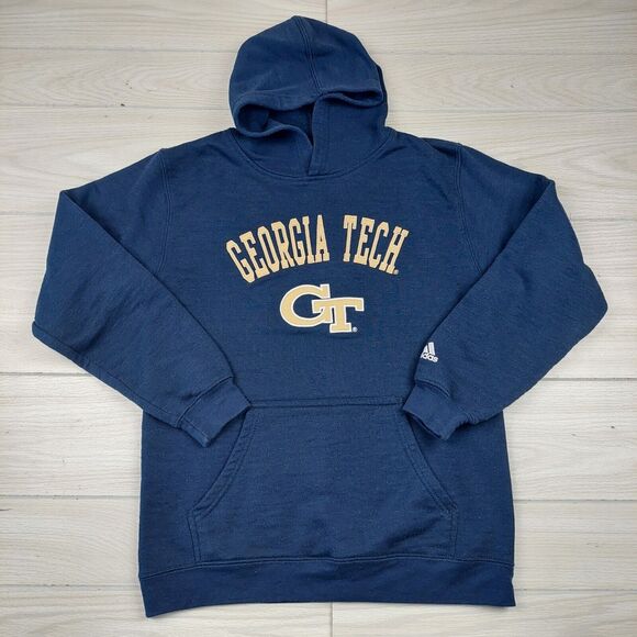 Adidas Georgia Tech Hoodie Blue Youth Large 14/16‎ Sweatshirt Pullover Athletic - Picture 1 of 8